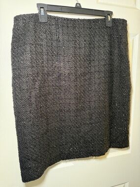 Jones Wear Black Textured Pencil Skirt Size 16 Lined Career Classic